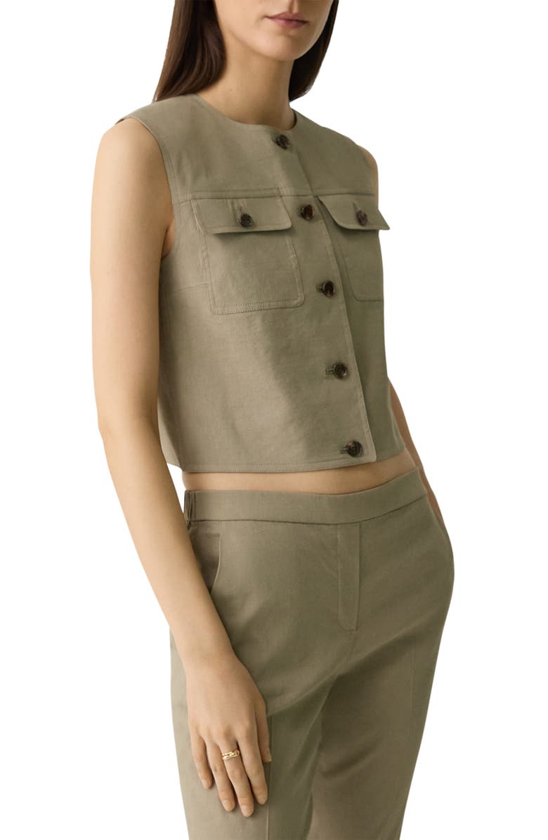 Theory Linen Blend Trucker Vest, Alternate, color, 