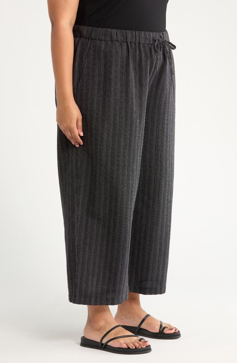 Eileen Fisher Organic Linen Blend Ankle Wide Leg Pants, Alternate, color, Black