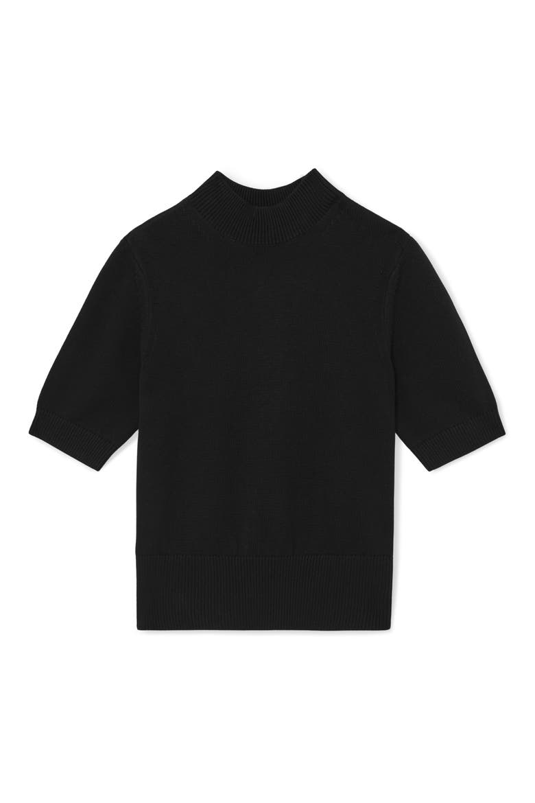 Aria Mock Neck Cotton & Wool Sweater, Alternate, color, BLACK