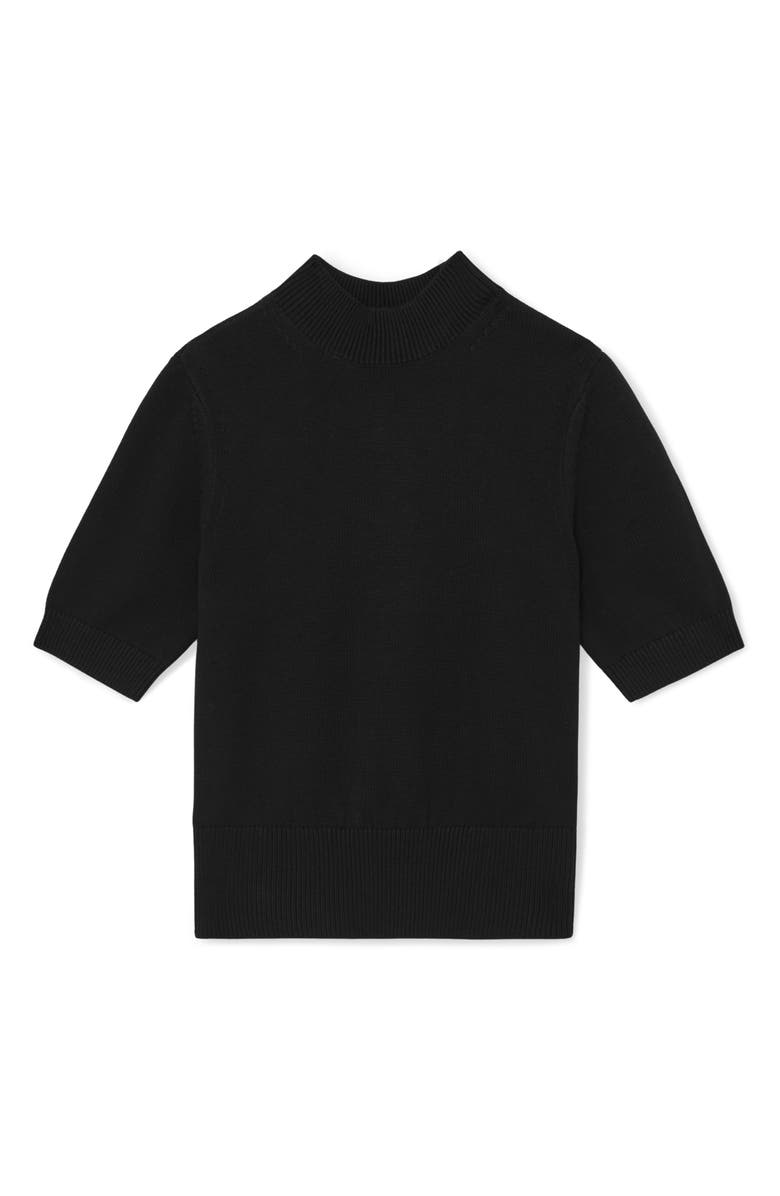 Reiss Aria Mock Neck Cotton & Wool Sweater, Alternate, color, Black