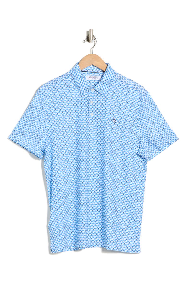 Original Penguin Retro Geometric Print Performance Polo, Alternate, color, Surf The Web