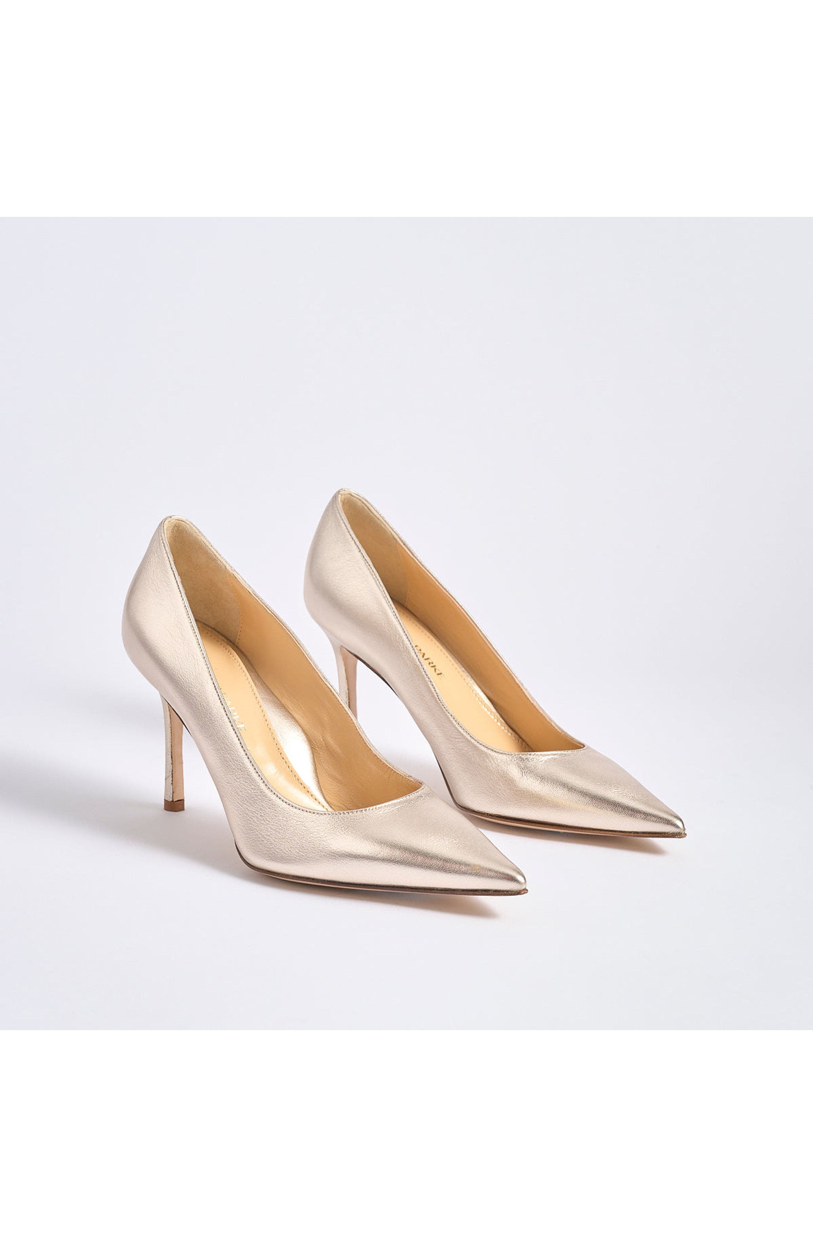 MARION PARKE Classic Pump 85 Leather, Alternate, color, Beige/ Metallic Gold