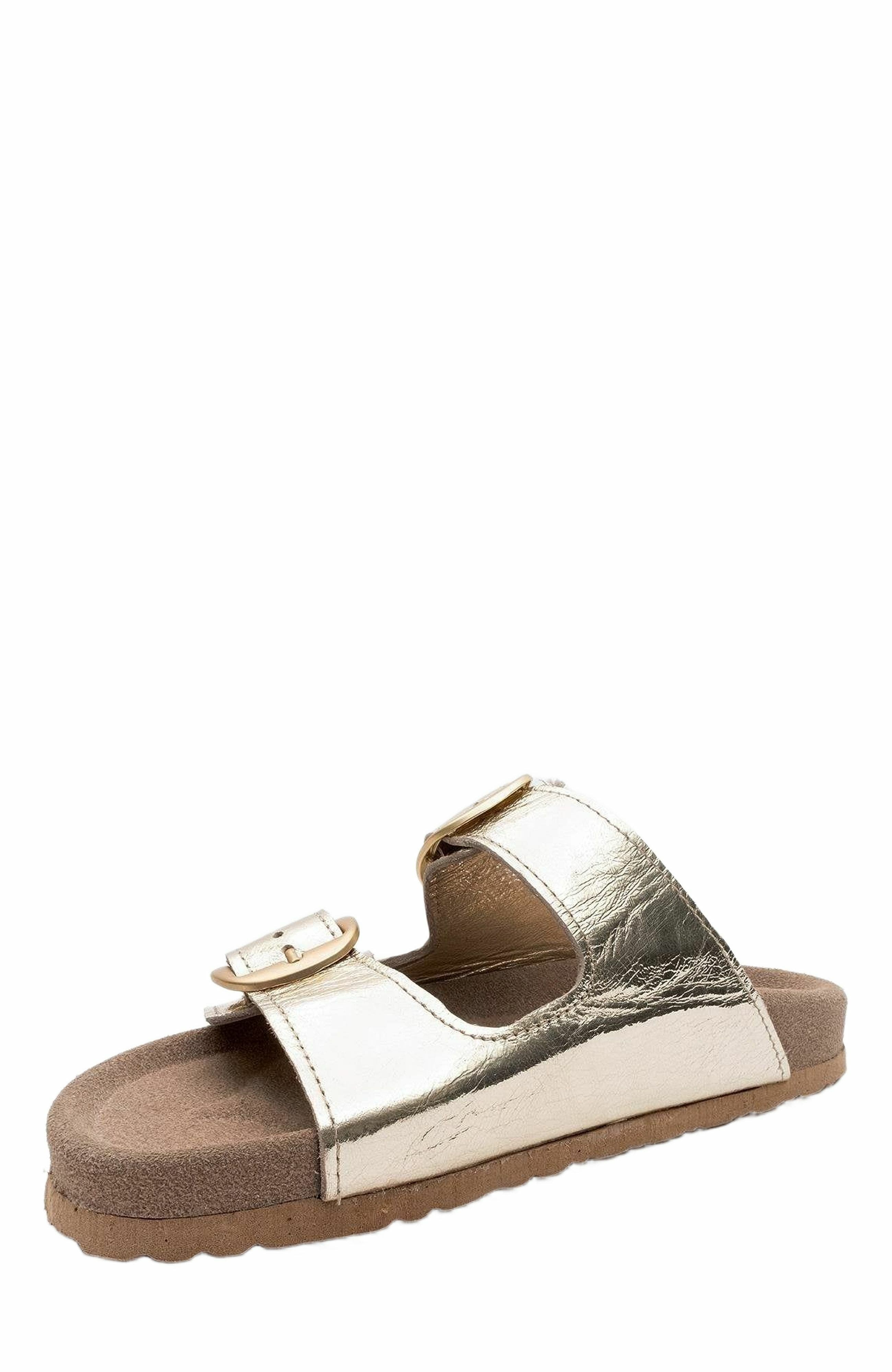 Ovesta Soft Footbed Leather Slide Sandal, Alternate, color, Gold Leather
