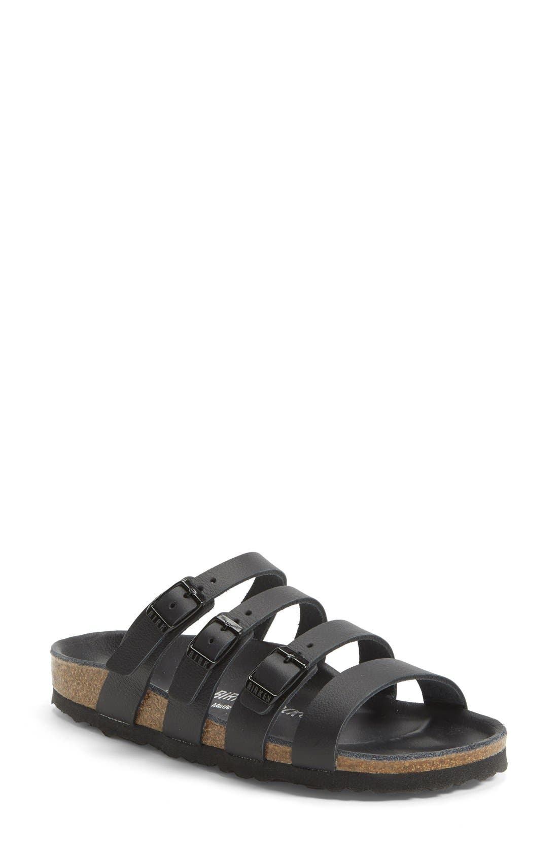 'Delmas' Leather Sandal, Main, color, BLACK