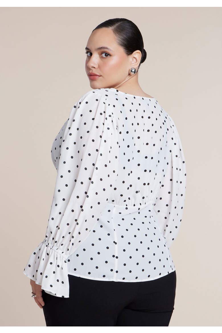 Printed Puff Sleeve Top, Alternate, color, CREAM AND BLACK DOT