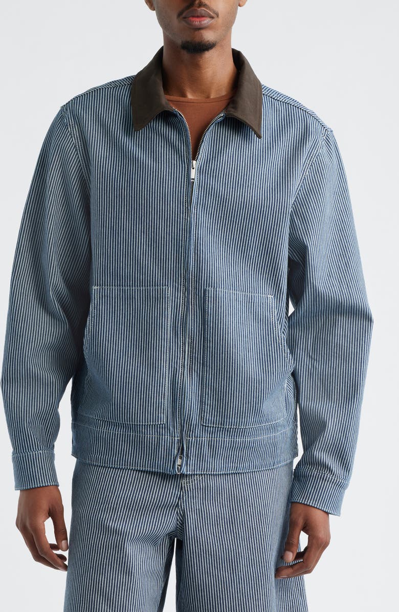 Les Deux Robert Stripe Jacket, Alternate, color, Dark Navy