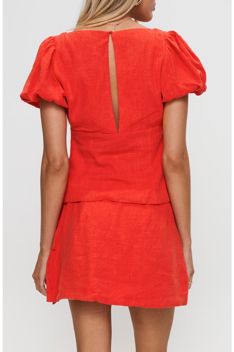 Gulliver Side Tie Linen Blend Miniskort, Alternate, color, RED