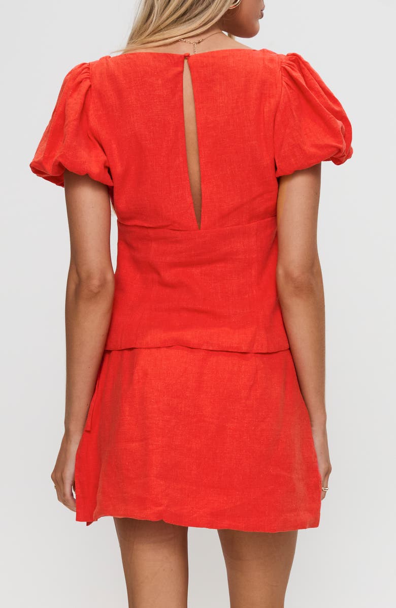 Princess Polly Gulliver Side Tie Linen Blend Miniskort, Alternate, color, Red