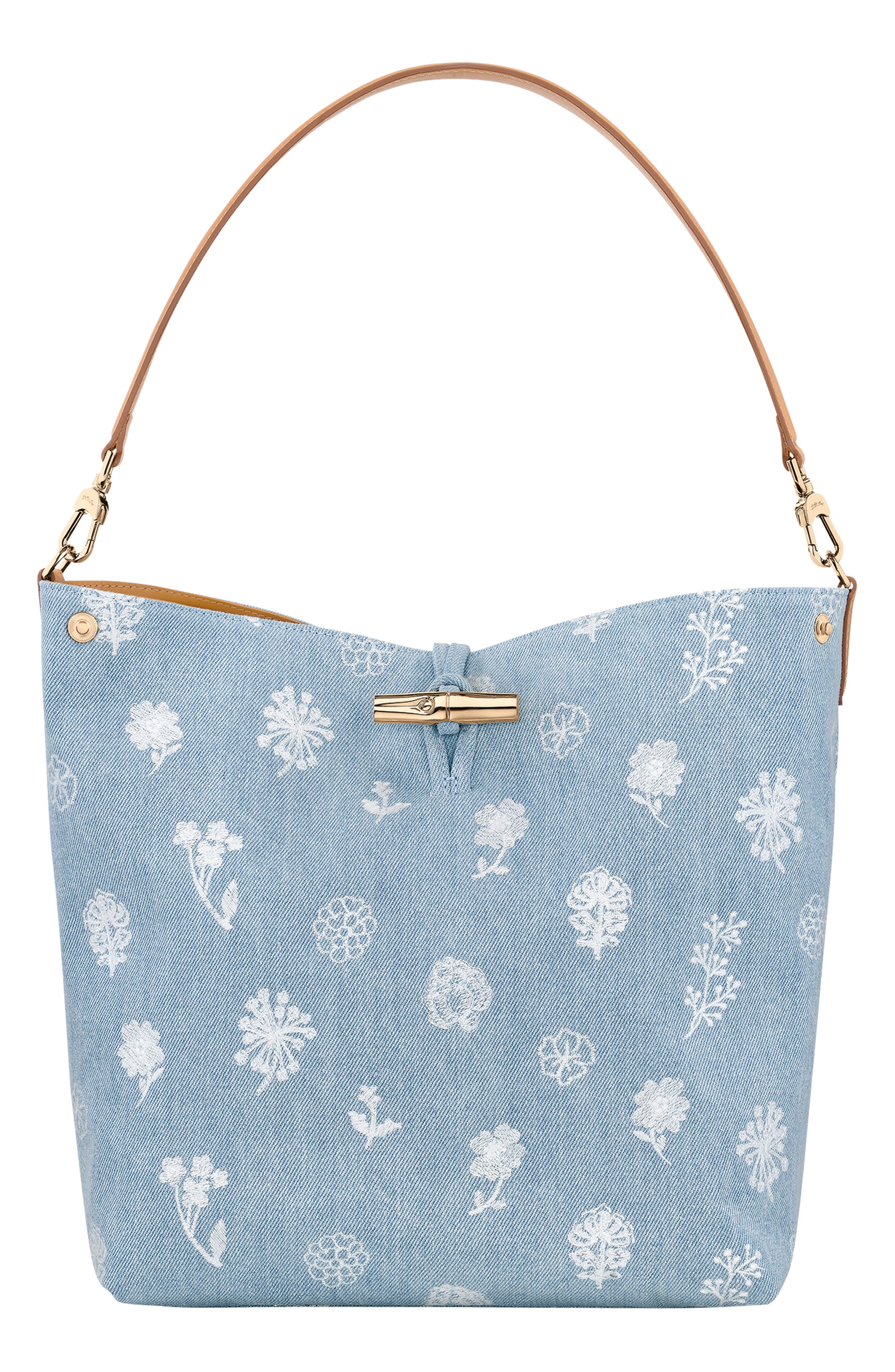 Longchamp Le Roseau Denim Hobo Bag, Main, color, 