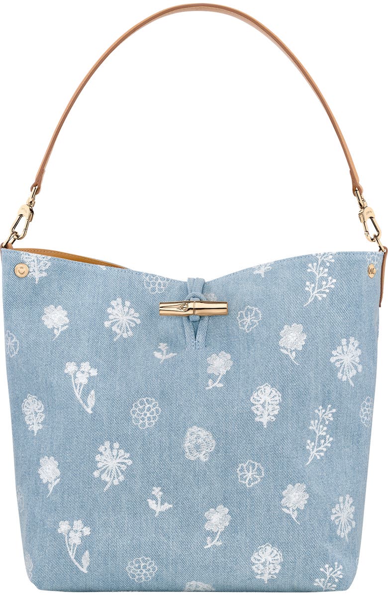 Longchamp Le Roseau Denim Hobo Bag, Main, color,