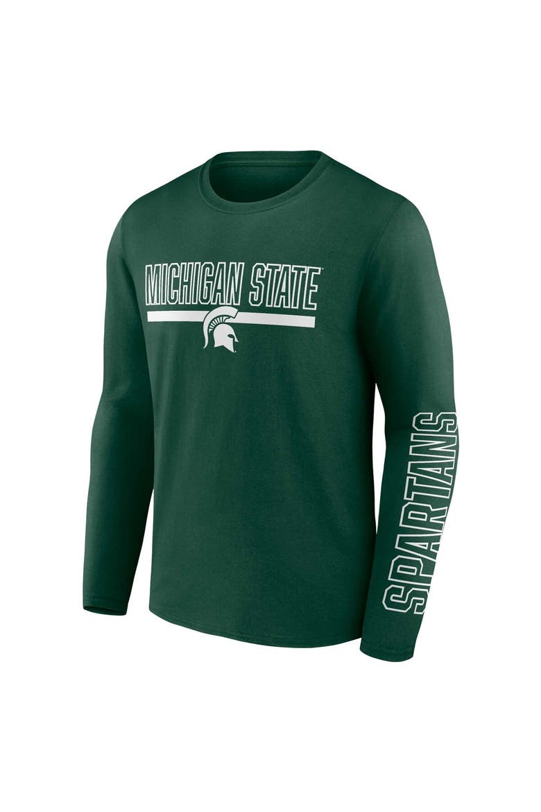 Men's Profile Green Michigan State Spartans Big & Tall Two-Hit Graphic Long Sleeve T-Shirt, Alternate, color, Green