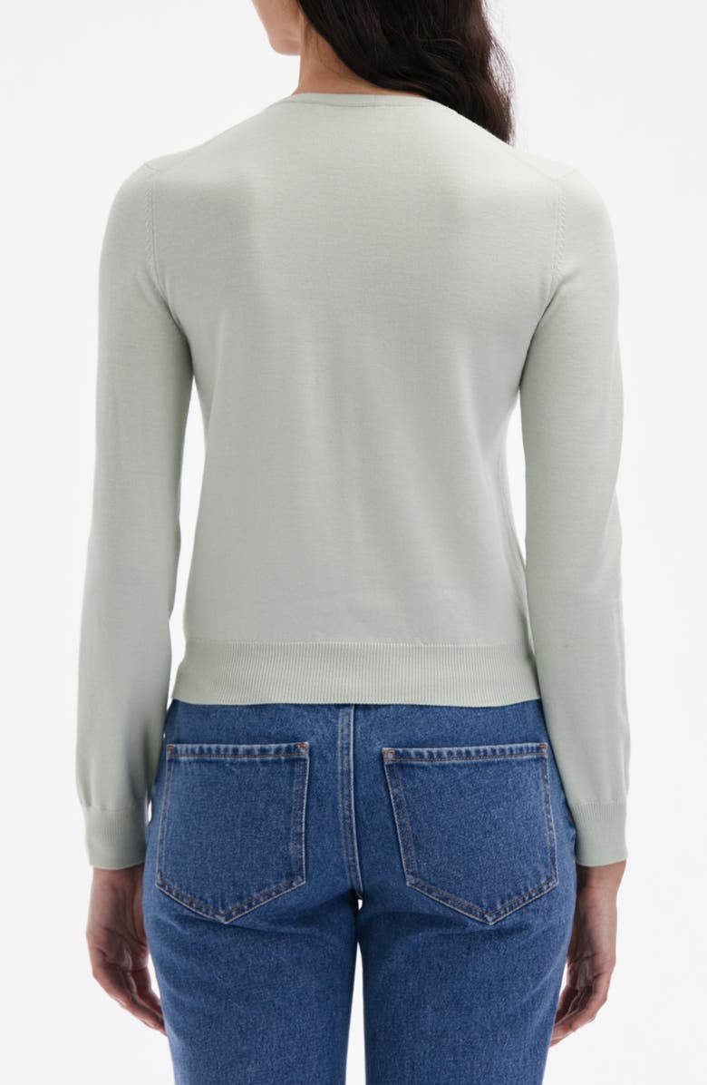 Oscar de la Renta Embroidered Poppy Wool Cardigan, Alternate, color, 