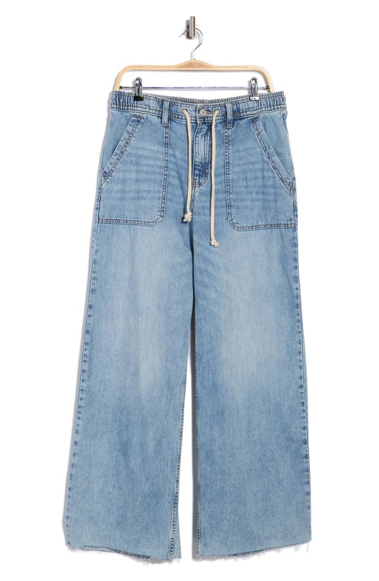 Lucky Brand Patch Pocket Raw Hem Wide Leg Pull-On Jeans, Alternate, color,