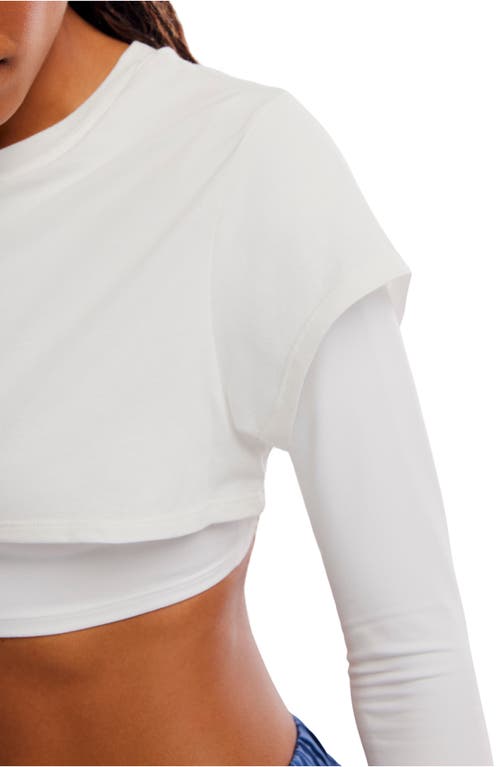 Free People Double Double Layer Crop Top In White