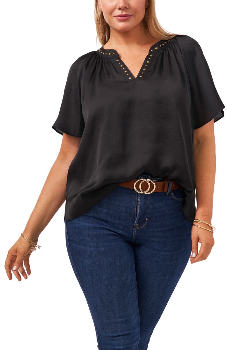 Vince Camuto Stud Satin Blouse, Main, color,