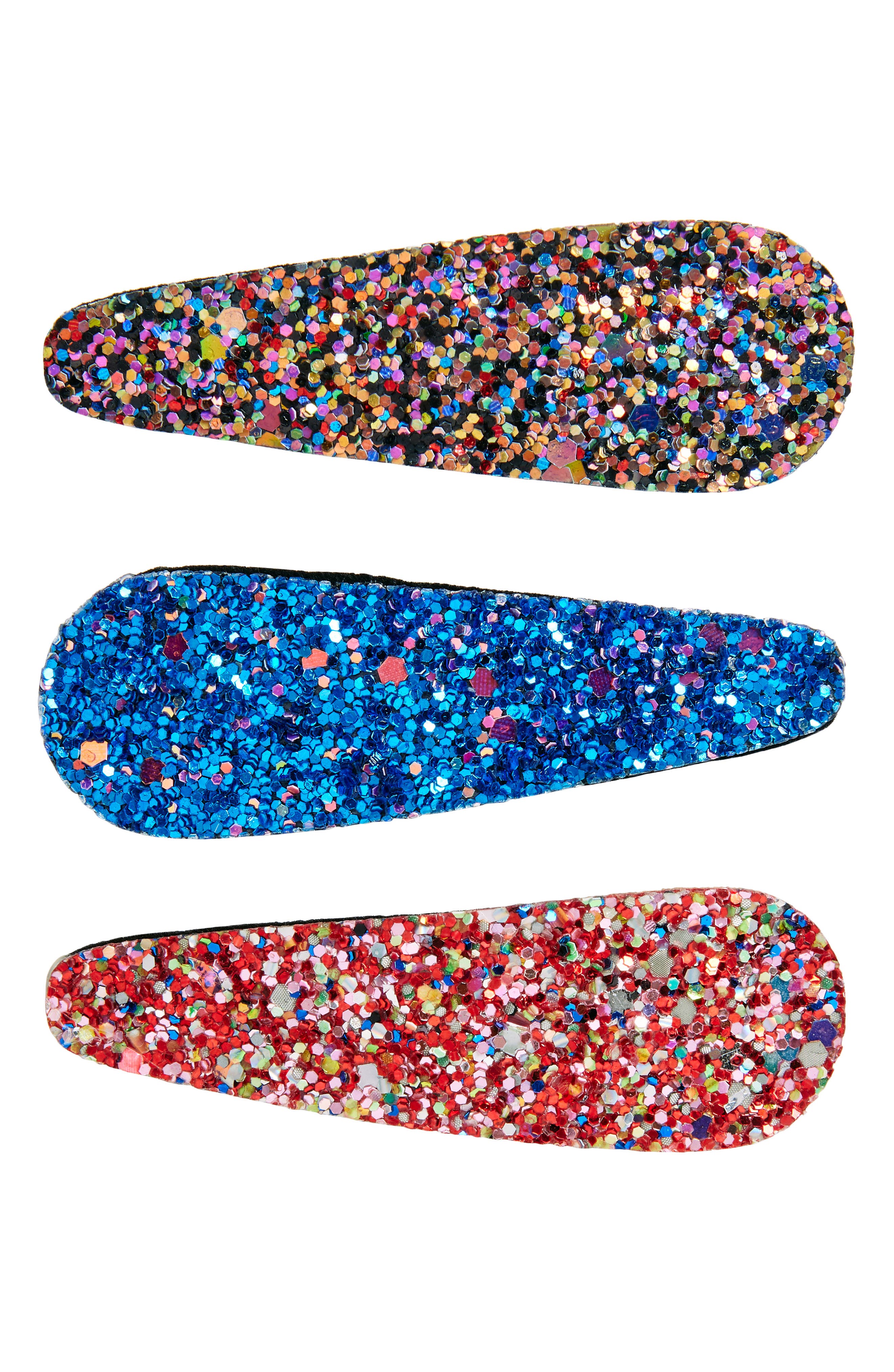 Cara Kids' 3-Pack Glitter Hair Clips in Multi 