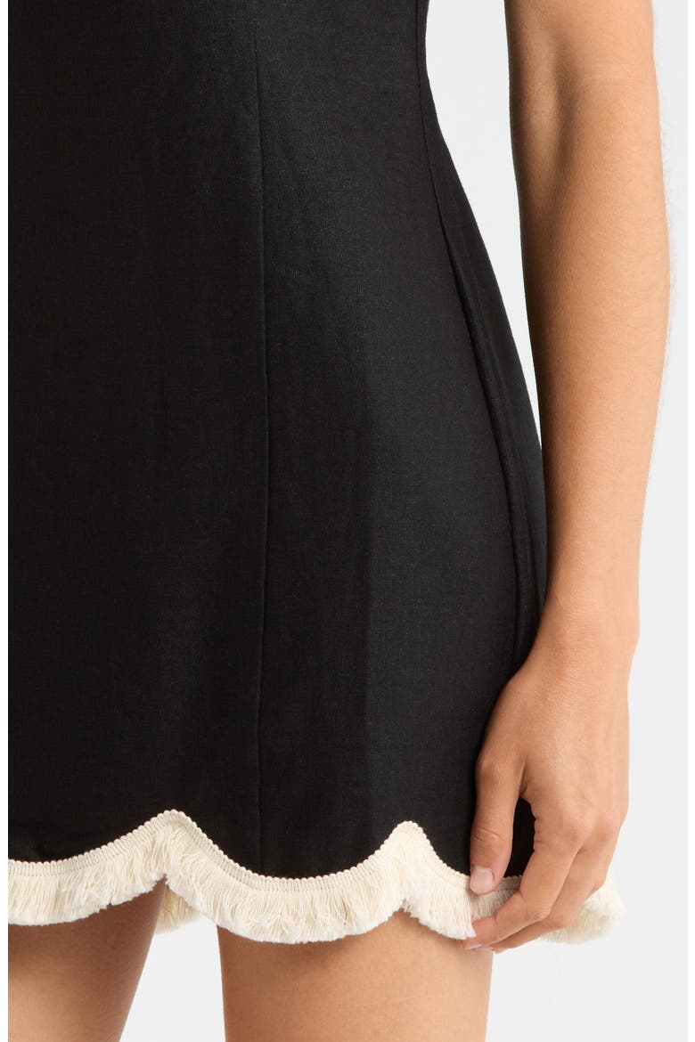 Encore Fray Scallop Hem Minidress, Alternate, color, BLACK