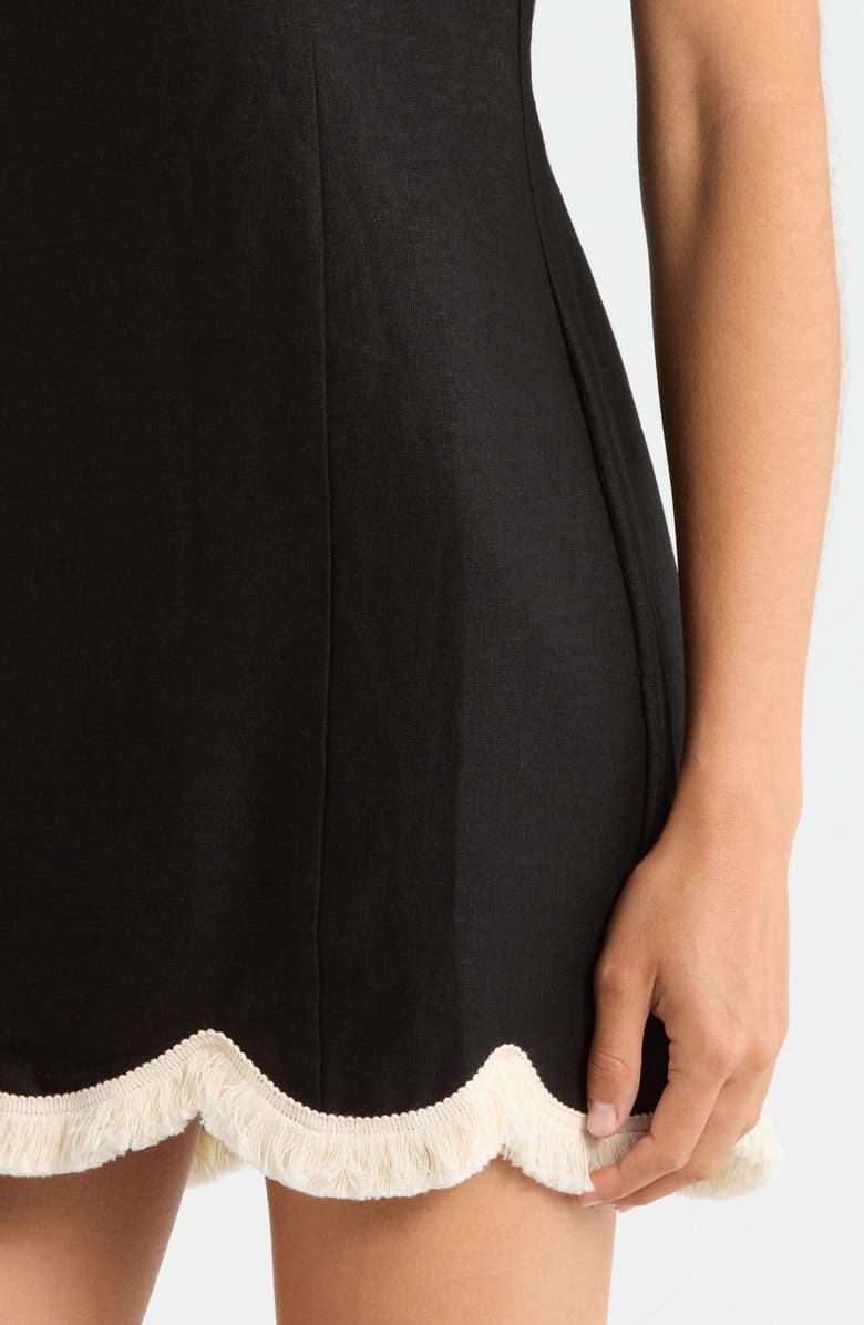 WAYF Encore Fray Scallop Hem Minidress, Alternate, color, Black