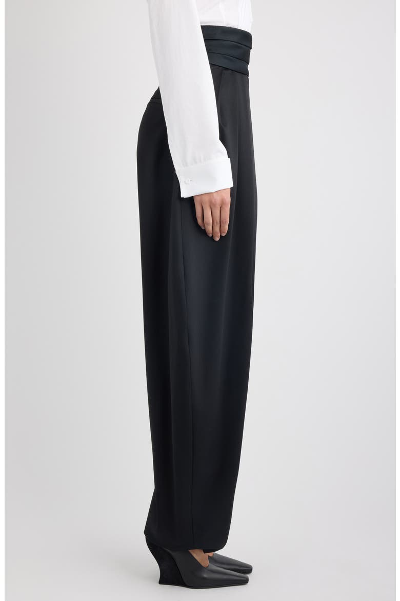 Tux High Waist Stretch Wool Barrel Leg Pants, Alternate, color, NOIR ALAIA