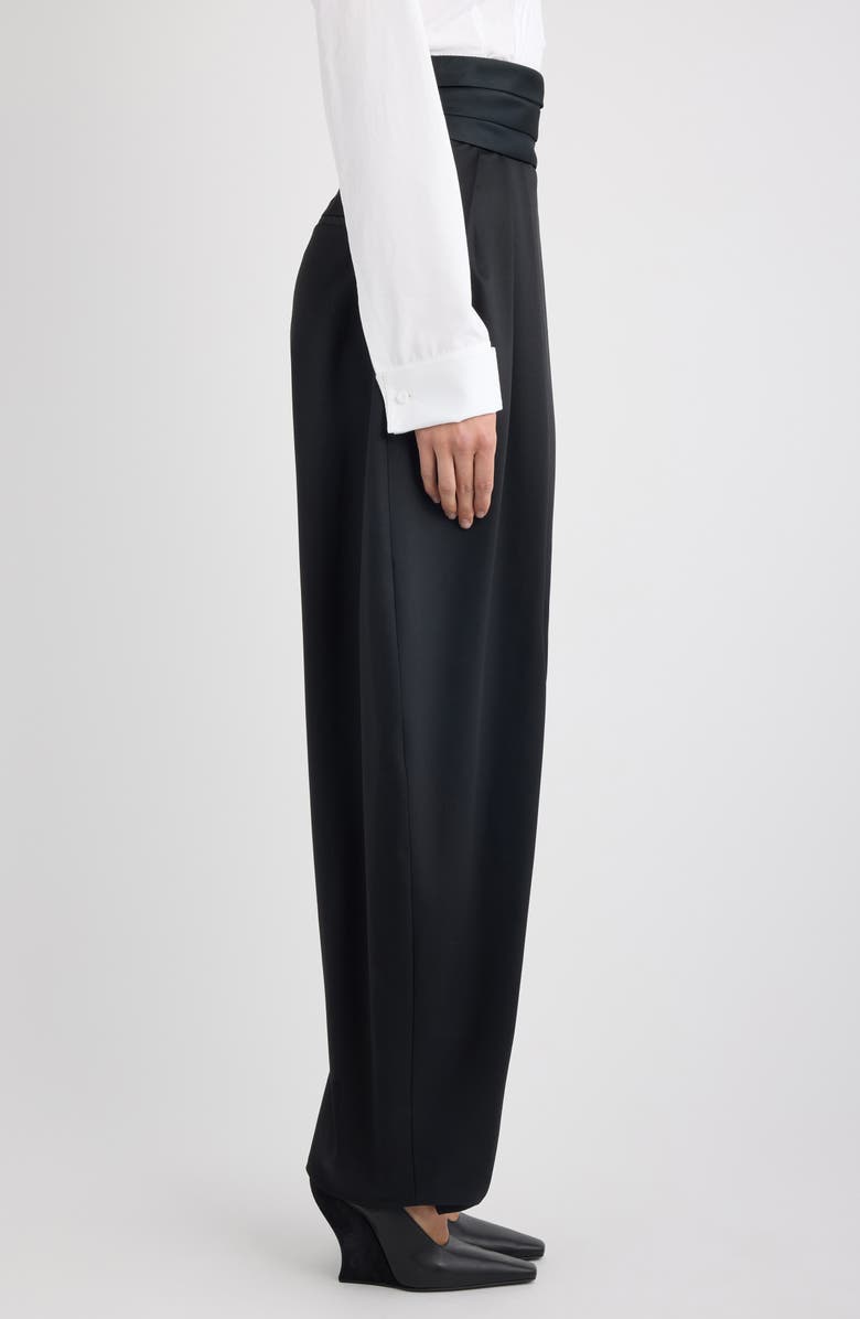 Alaïa Tux High Waist Stretch Wool Barrel Leg Pants, Alternate, color, Noir Alaia