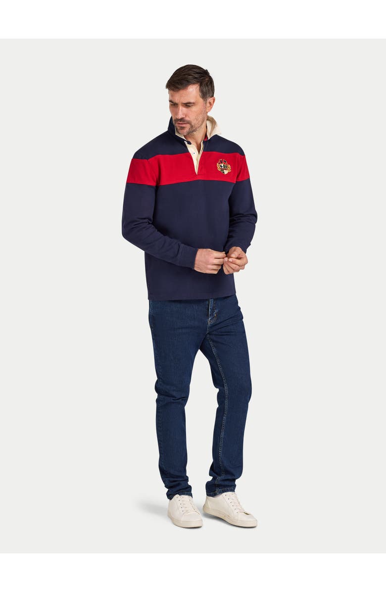 Raging Bull Long Sleeve Chest Panel Rugby Shirt, Alternate, color, Navy