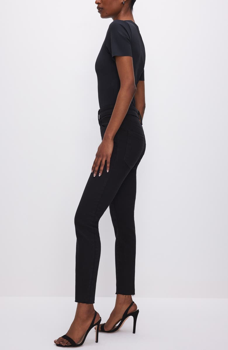 Good American Good Petite Raw Hem Mid Rise Skinny Jeans, Alternate, color, 