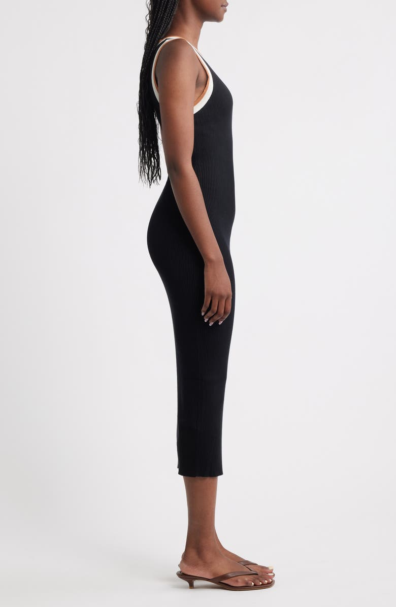 MANGO Sleeveless Rib Dress, Alternate, color, Black