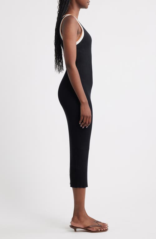 Mango Sleeveless Rib Dress In Black
