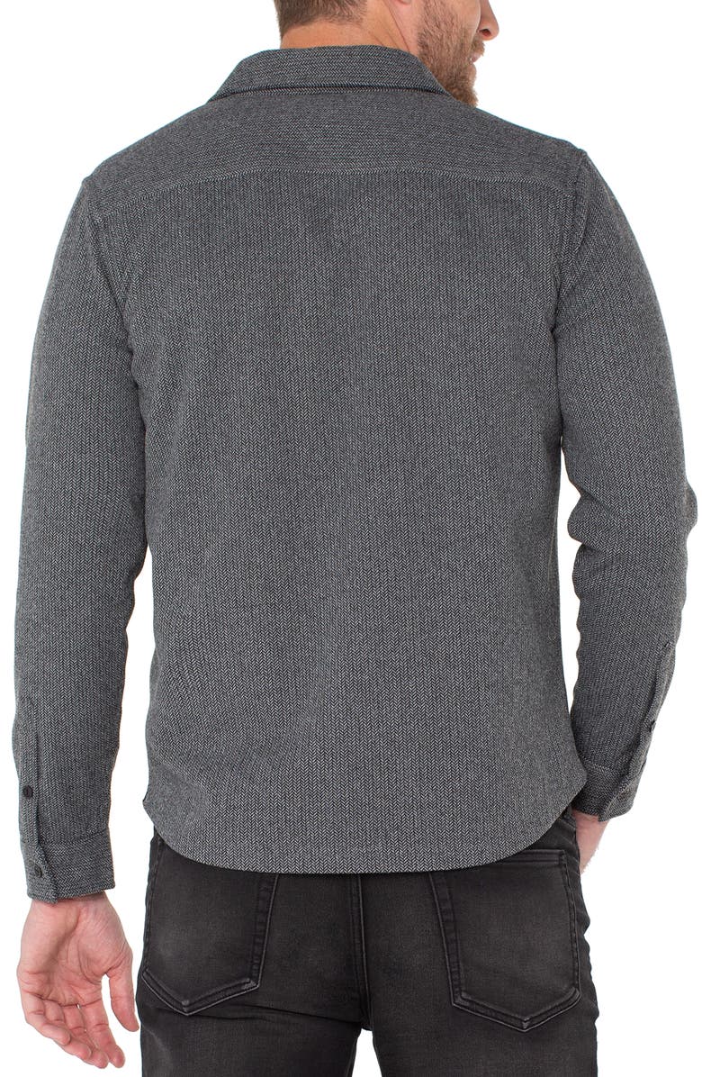 Liverpool Los Angeles Herringbone Knit Button-Up Shirt, Alternate, color, Grey Multi