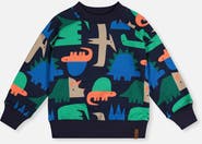Deux par Deux Dinosaur Ribbed Cuffs Fleece Sweatshirt