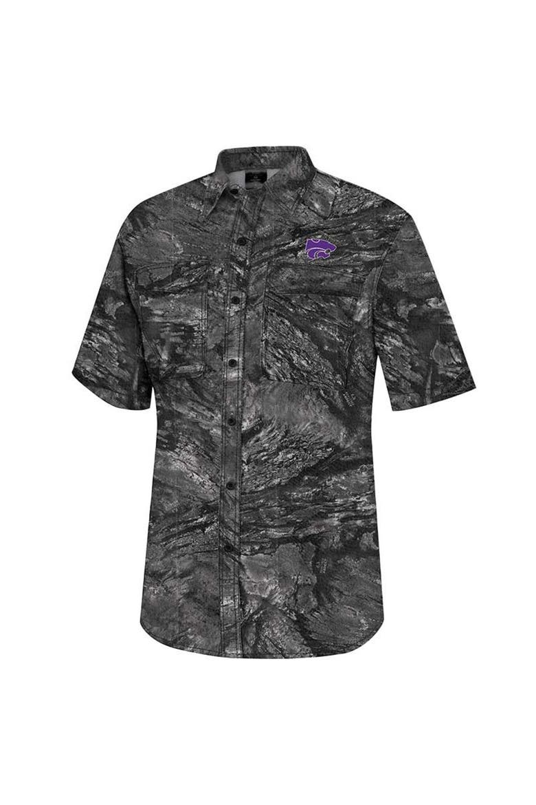 Men's Colosseum  Charcoal Kansas State Wildcats Realtree Aspect Charter Full-Button Fishing Shirt, Alternate, color, Charcoal