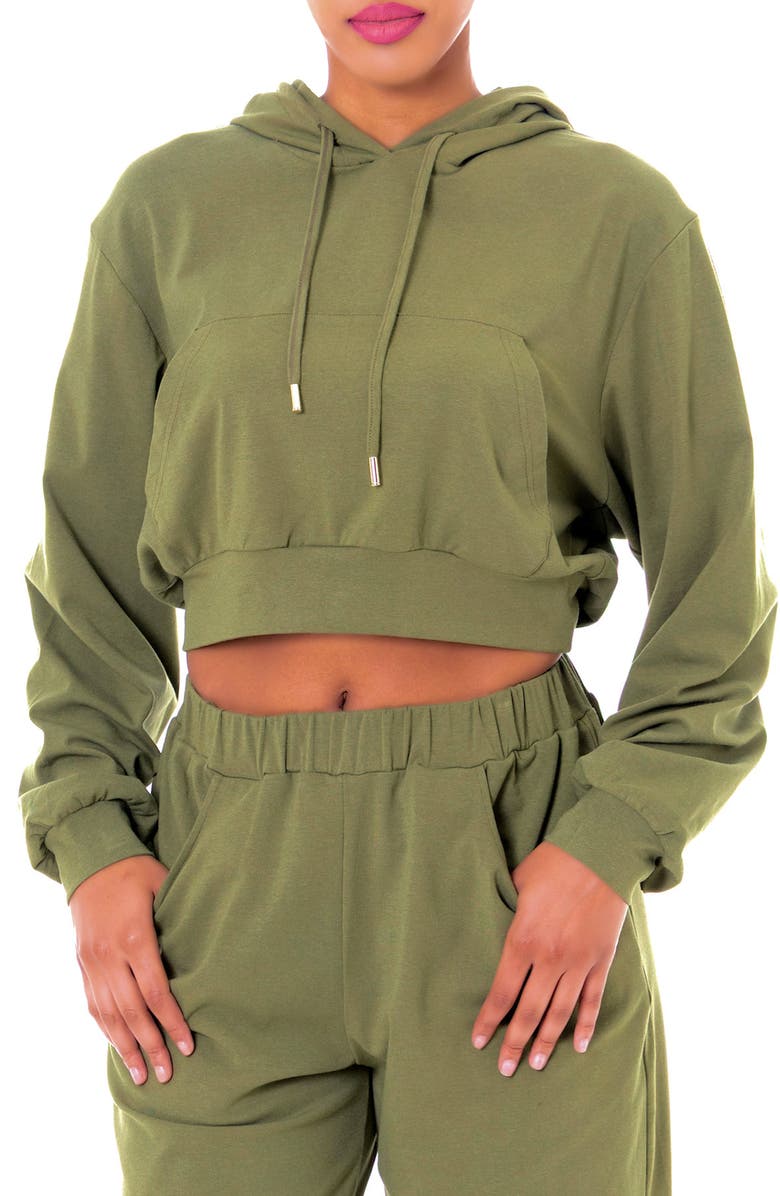 Dai Moda Crop Hoodie, Main, color, Army