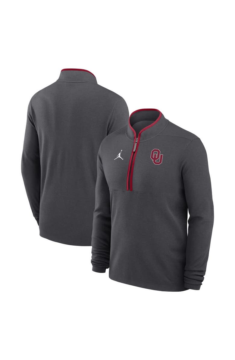 Jordan Brand Men's Jordan Brand Anthracite Oklahoma Sooners Victory Half-Zip Sweatshirt, Alternate, color, Anthracite