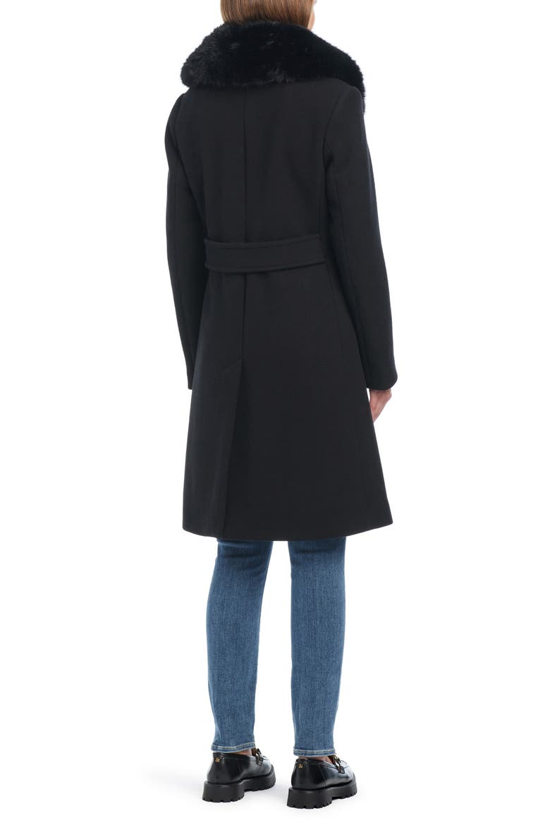 wool blend coat with removable faux fur collar, Alternate, color, BLACK
