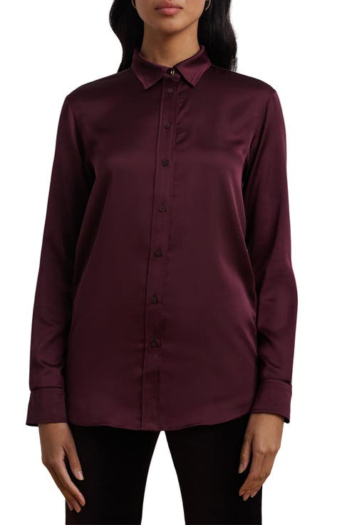 Classic Fit Satin Charmeuse Shirt