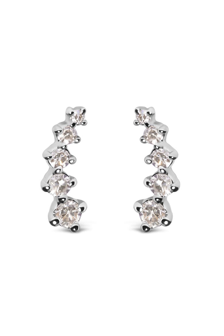 10K White Gold 1/10 Ct Diamond Journey Style Climber Stud Earrings, Main, color, White