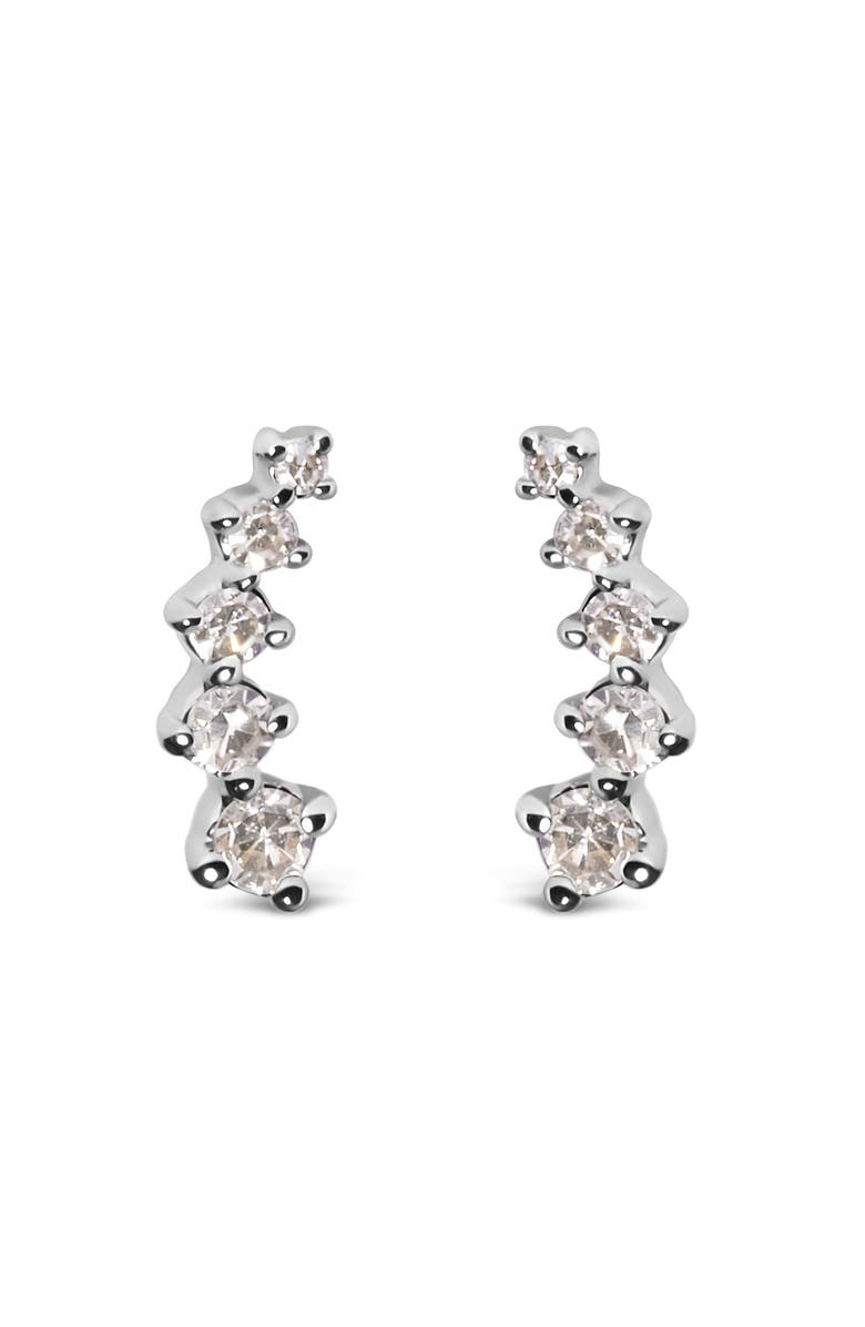 Haus of Brilliance 10K White Gold 1/10 Ct Diamond Journey Style Climber Stud Earrings, Main, color, White