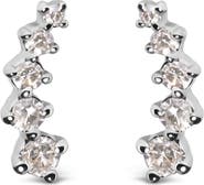 Haus of Brilliance 10K White Gold 1/10 Ct Diamond Journey Style Climber Stud Earrings