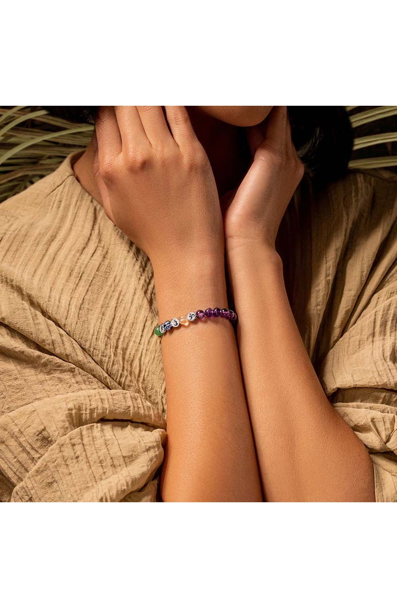 Karma and Luck Balanced Spirit - Chakra Amethyst Stone Bracelet, Alternate, color, Purple/Red/Yellow/Green/Clear