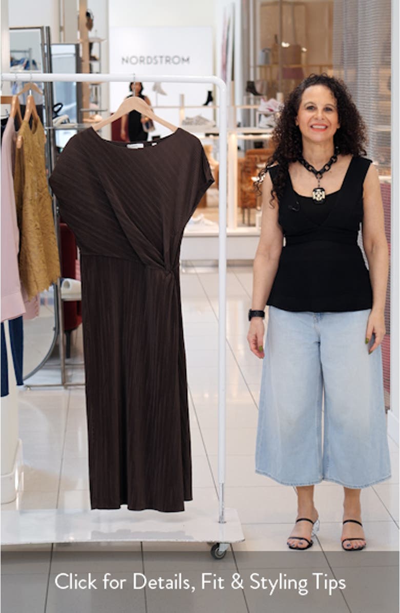 Diagonal Pleated Twist Waist Midi Dress, sales video thumbnail