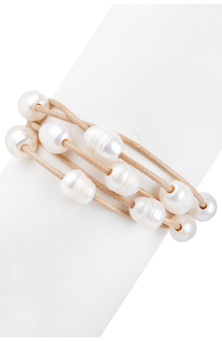 SAACHI Pearl & Leather Strand Bracelet, Alternate, color, 