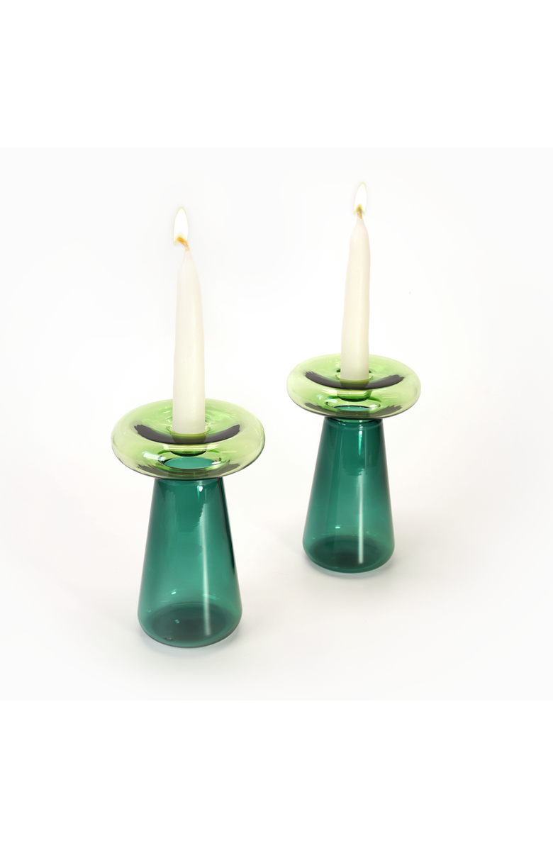 Tchotchke Mushroom Candlesticks, Main, color, Emerald + Grass