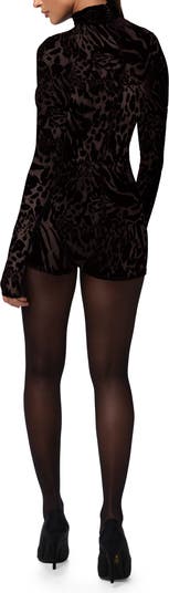 Burnout Mock Neck Long Sleeve Romper