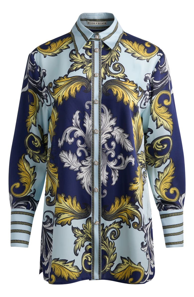Alice + Olivia Lane Long Sleeve Woven Shirt, Alternate, color, Antique Scroll