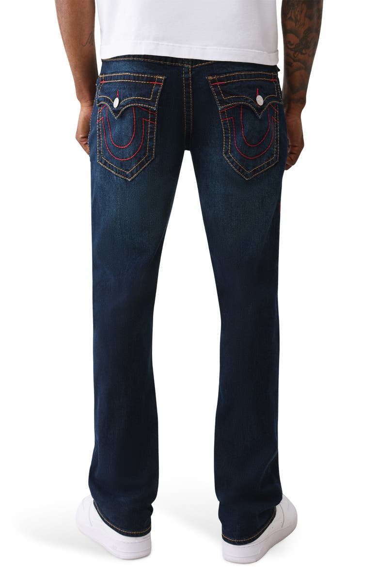 True Religion Ricky Big T Flap Straight Jeans, Alternate, color, Dark Mahogany Wood Wash