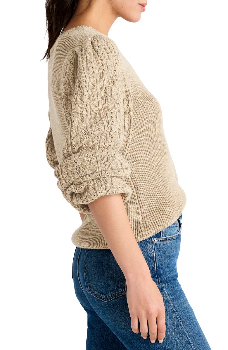 Splendid Phoebe Pointelle Sweater, Alternate, color, Heather Camel