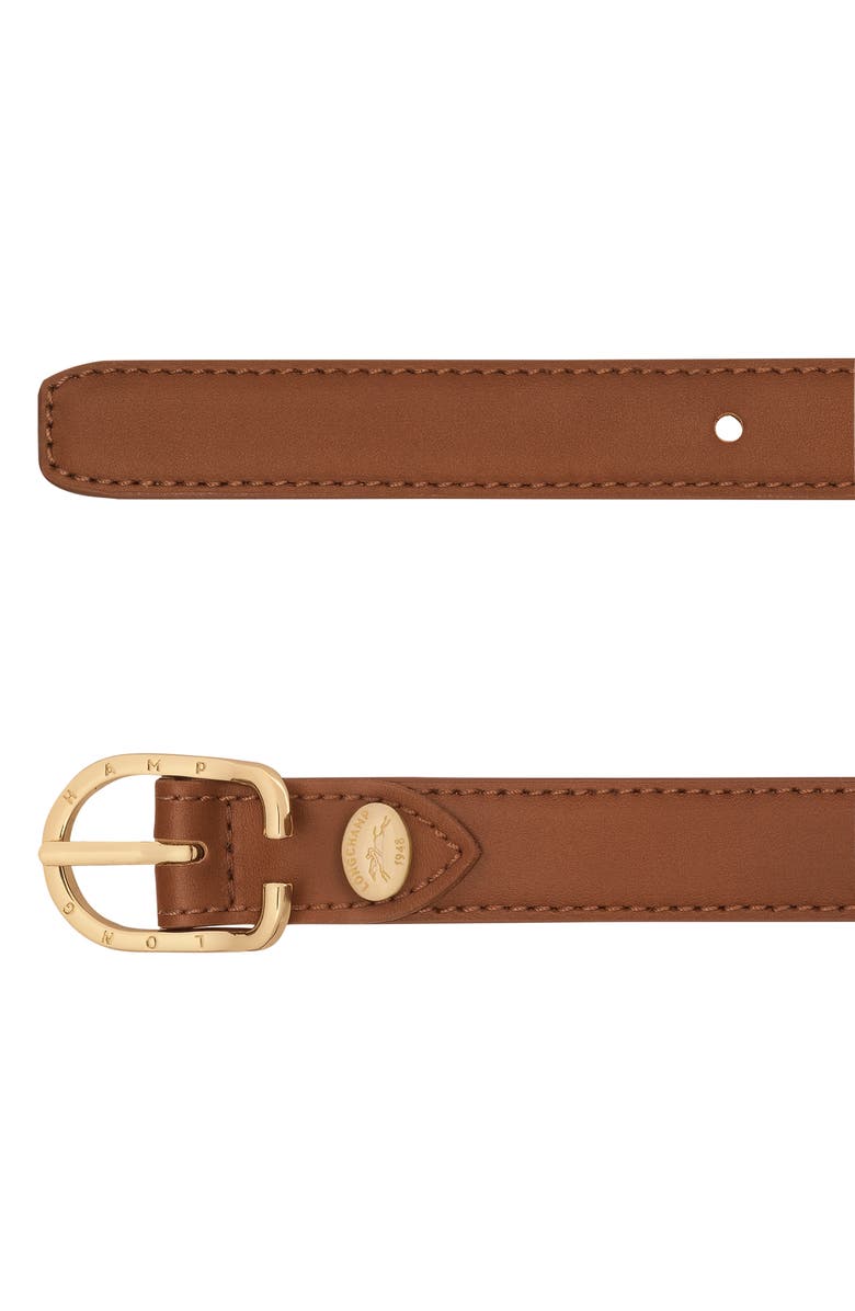 Longchamp Le Foulonné Leather Belt, Alternate, color, Cognac