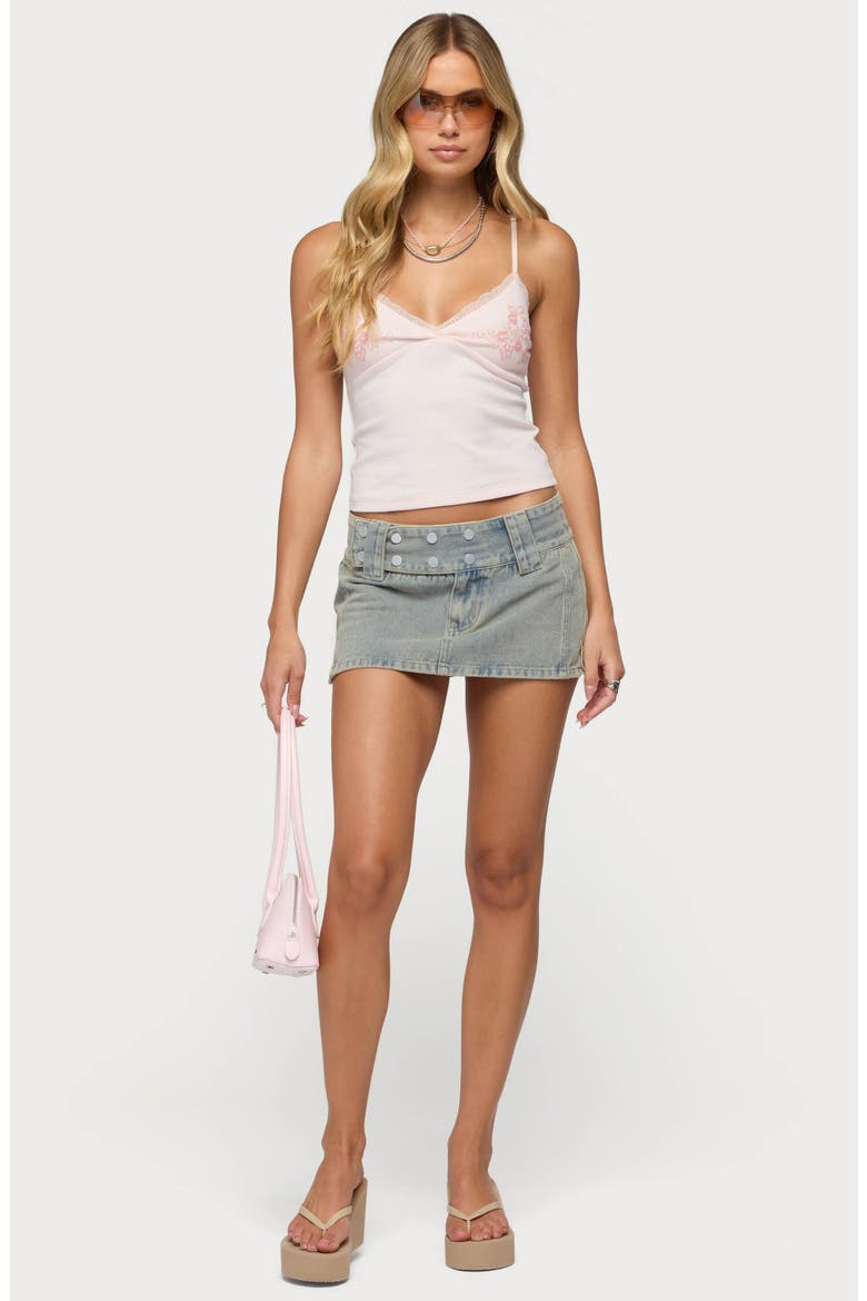 Lolah Snap Waist Denim Miniskirt, Alternate, color, BLUE-WASHED