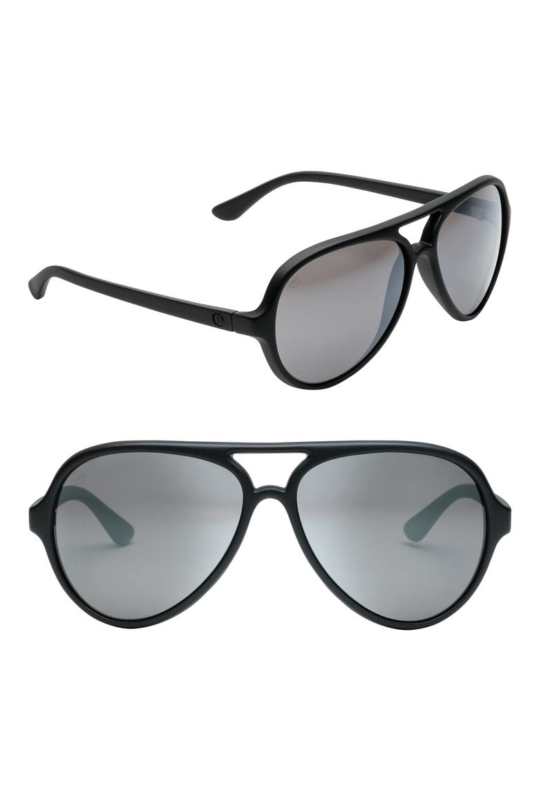 Elsinore 55mm Polarized Aviator Sunglasses, Main, color, MATTE BLACK/ SILVER