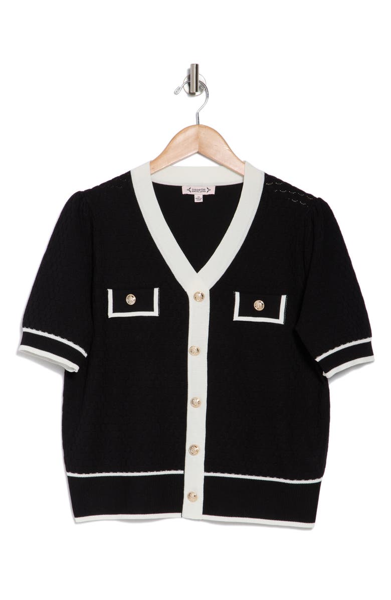 Nanette Lepore Tipped Short Sleeve Sweater, Alternate, color,